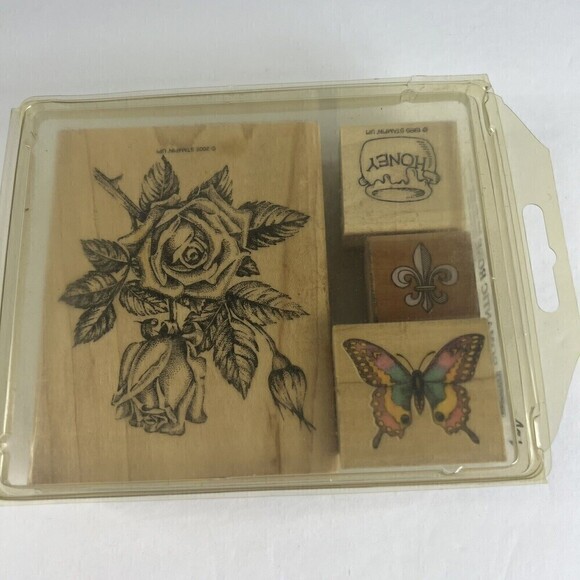 2002 Stampin Up Stipple Rose Set of 1 Stamp Rose Hard to Find - Picture 1 of 16